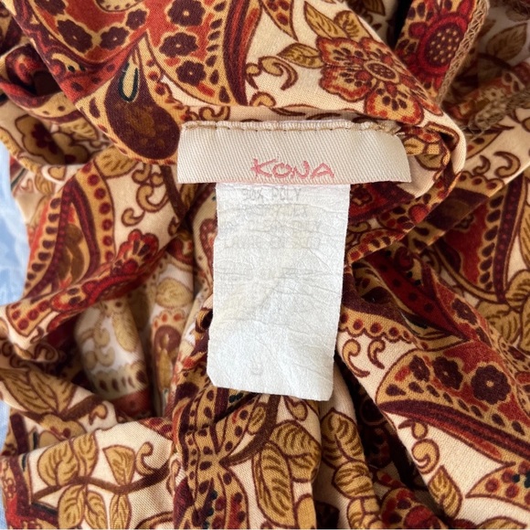 Vintage Long Sleeved Top Y2K Fairy Key Hole Tied Top Paisley Design Blouse Kona - Picture 8 of 10